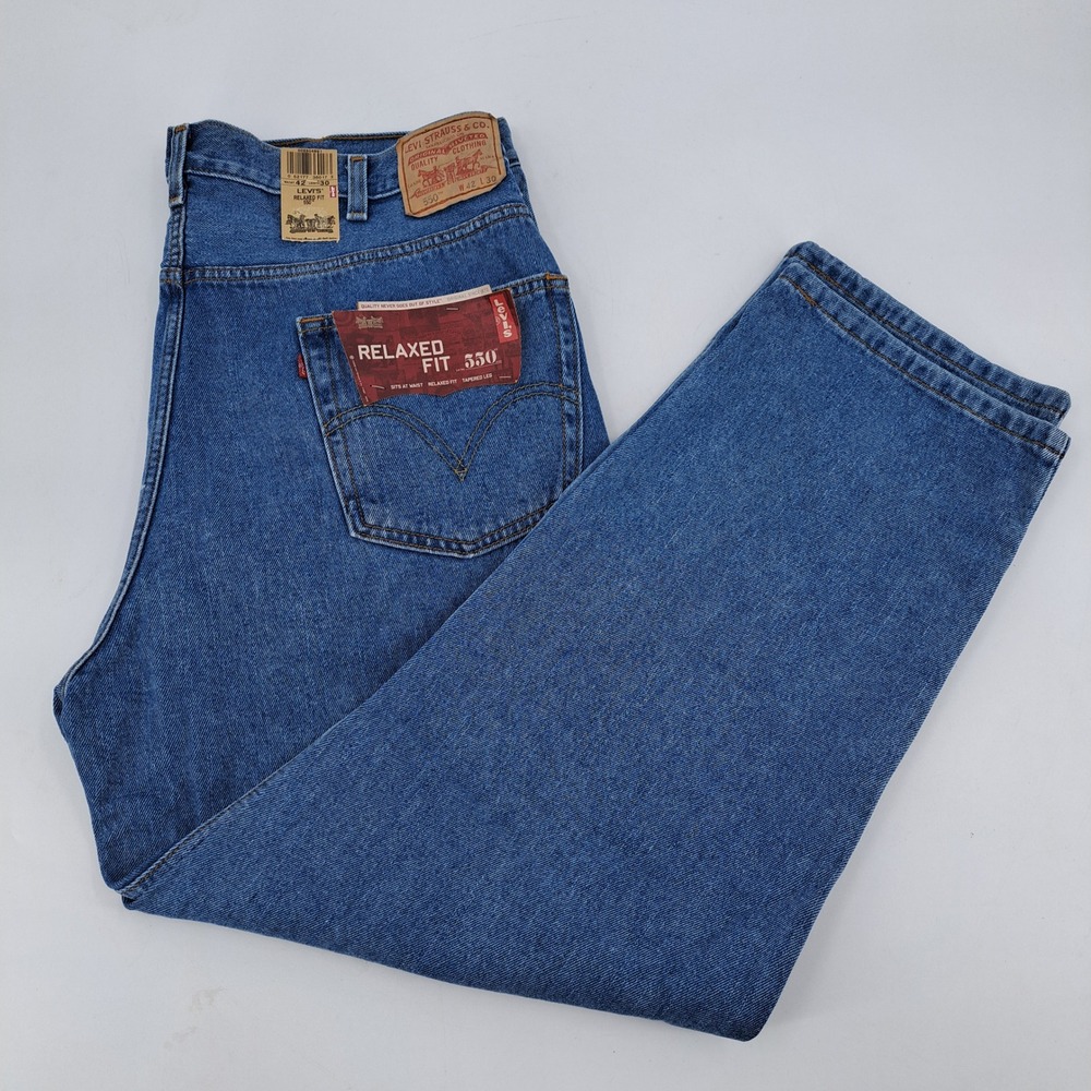 Levi's 550 Relaxed Fit Jeans Men 42x30 100% Cotton Blue Tapered Leg Medium Wash